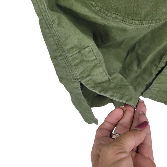 Vtg Lee Workwear Army Green Pinafore Denim Utility Shirt Dress Sz L Boilersuit - Picture 6 of 12